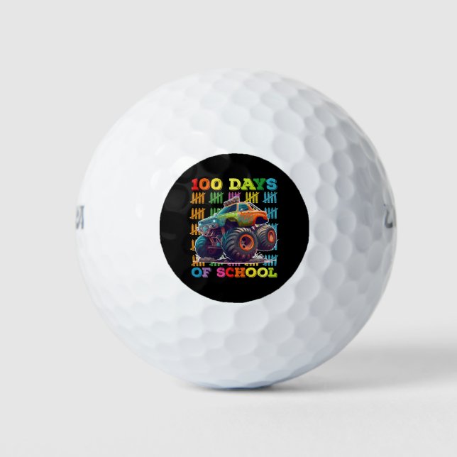 100 Days Of School Monster Truck Teacher Student Golf Balls (Front)