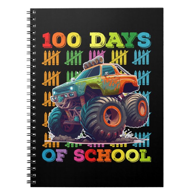 100 Days Of School Monster Truck Teacher Student Notebook (Front)