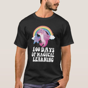 100 Days of School Narwhal Unicorn Girls 100th Day T-Shirt