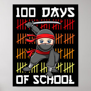 100 Days Of School Ninja For Kids Boys Martial Art Poster