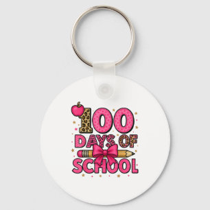100 Days Of School Nk Coquette Bow Girls 100th Day Key Ring