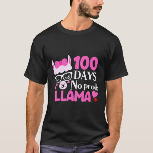 100 Days Of School No Prob Llama 100th Day Girls T-Shirt