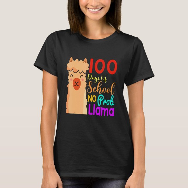 100 Days Of School No Prob Llama Costume Kids Gift T-Shirt (Front)