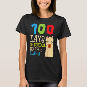100 Days Of School No Prob Llama,Cute Alpaca Stude T-Shirt