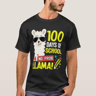 100 Days of School No Prob Llama Girls Boys Funny T-Shirt