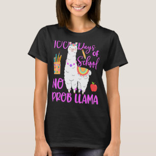 100 Days Of School No Prob-llama Llama Teacher 100 T-Shirt
