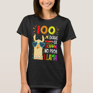 100 Days Of School No Prob Llama Lover Teacher Kid T-Shirt