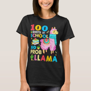 100 Days Of School No Prob Llama Student T-Shirt
