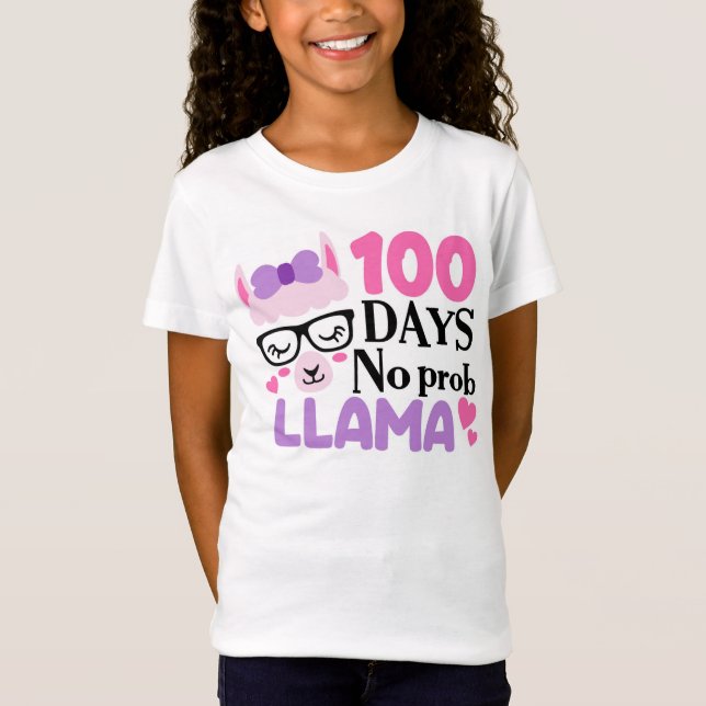 100 Days of School - No Prob Llama T-Shirt (Front)