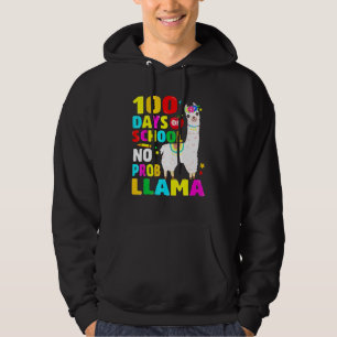 100 Days Of School No Problem Llama Girl 100th Day Hoodie
