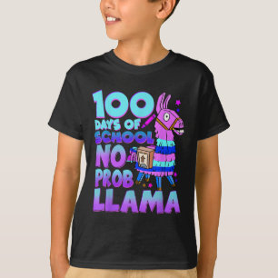 100 Days Of School No Probllama Llama 100th Day T-Shirt