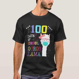100 Days of School No Probllama Llama Face Mask T-Shirt