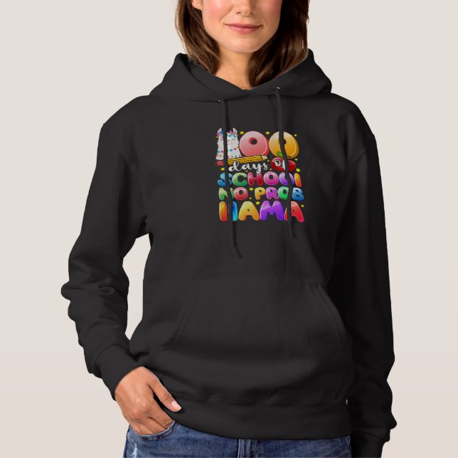 100 Days of School No Probllama Llama Gift Kids Gi Hoodie (Front)