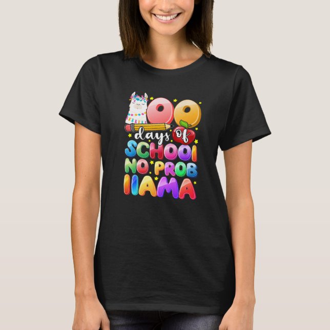 100 Days of School No Probllama Llama Gift Kids Gi T-Shirt (Front)
