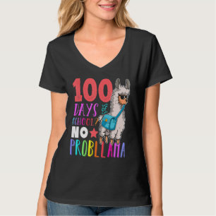 100 Days Of School No Probllama Llama Happy 100th  T-Shirt
