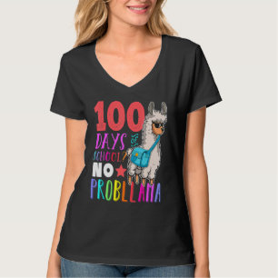 100 Days Of School No Probllama Llama Happy 100th  T-Shirt