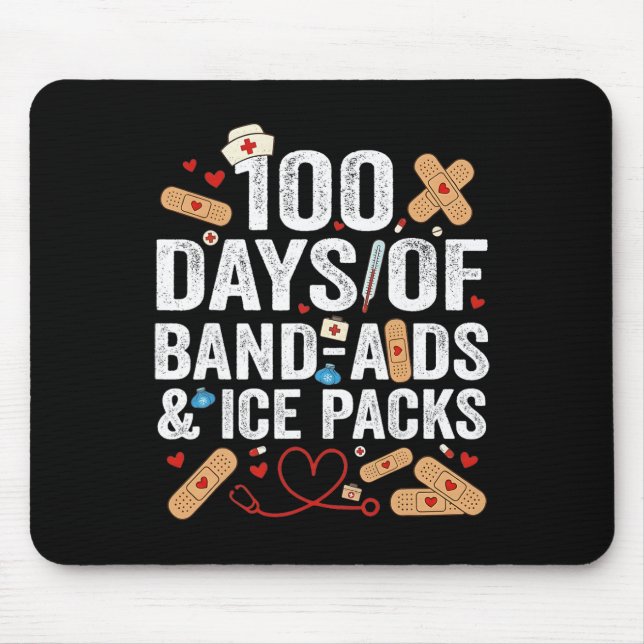 100 Days Of School Nurse 100 Day Nd Aids Student F Mouse Pad (Front)