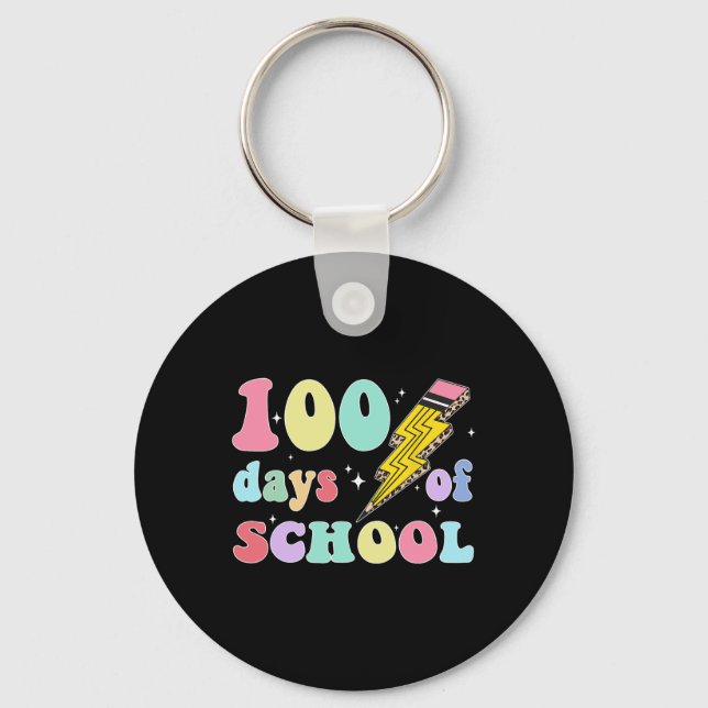 100 Days Of School Pencil Funny Teachers Students  Key Ring (Front)