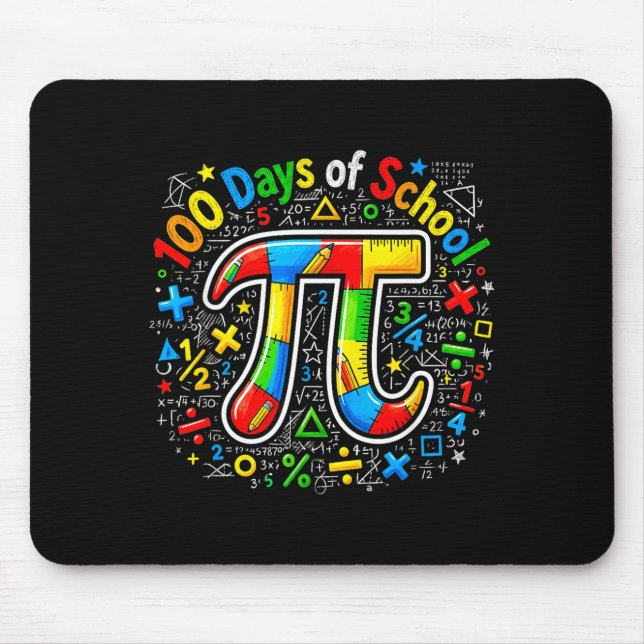 100 Days Of School Pi Math Drip Funny 100 Days Kid Mouse Pad (Front)