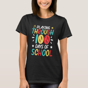 100 Days Of School Playing Music Teacher Cool Stud T-Shirt