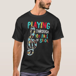 100 Days Of School Playing Music Teacher Cool Stud T-Shirt