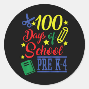 100 Days Of School Pre-k 4  Classic Round Sticker