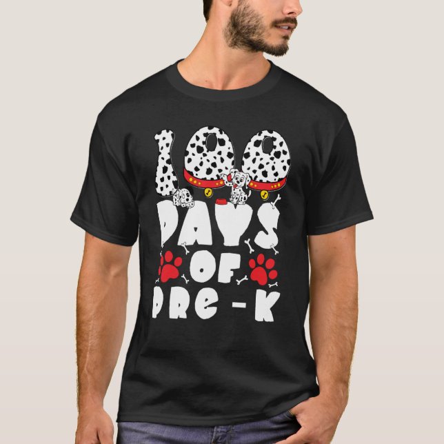 100 Days of School Pre k Dalmatian Dog Kids 100 Da T-Shirt (Front)