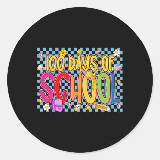 100 Days Of School Preppy 100th Day Of School Teac Classic Round Sticker