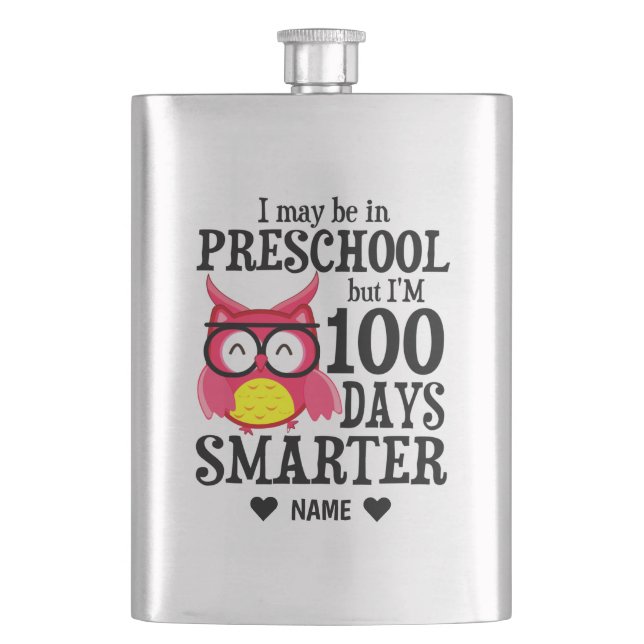 100 Days of School - Preschool Hip Flask (Front)