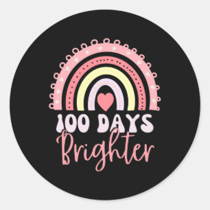 100 Days Of School Rainbow 100 Days Brighter 100th Classic Round Sticker