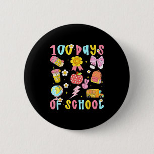 100 Days Of School Rainbow Bow Book Teacher Girl W 6 Cm Round Badge
