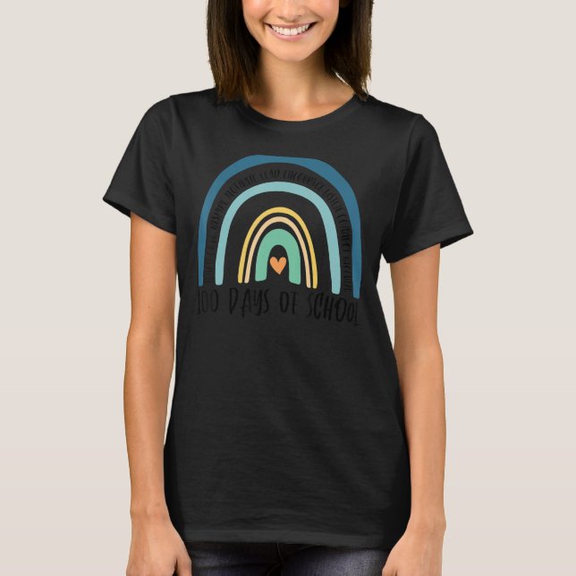 100 Days Of School Rainbow Virtual Learning Teache T-Shirt (Front)