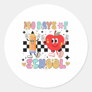 100 Days Of School Retro Boho Flower 100th Day Of  Classic Round Sticker