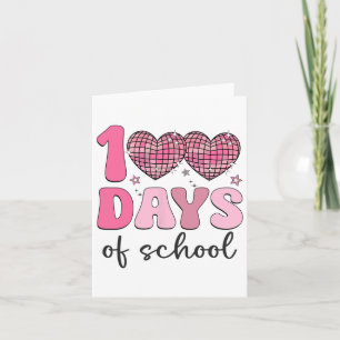 100 Days Of School Retro Disco Hearts 100th Day Of Card