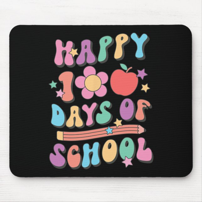 100 Days Of School Retro Groovy 100th Day Of Schoo Mouse Pad (Front)