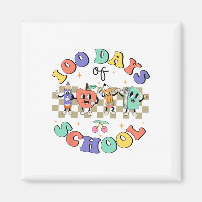 100 Days Of School Retro Groovy Teacher 100th Day  Magnet (Front)