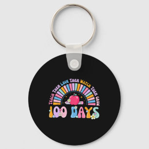 100 Days Of School Retro Rainbow 100th Day Of Scho Key Ring