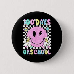 100 Days Of School Retro Smile Face Teacher Kids 1 6 Cm Round Badge