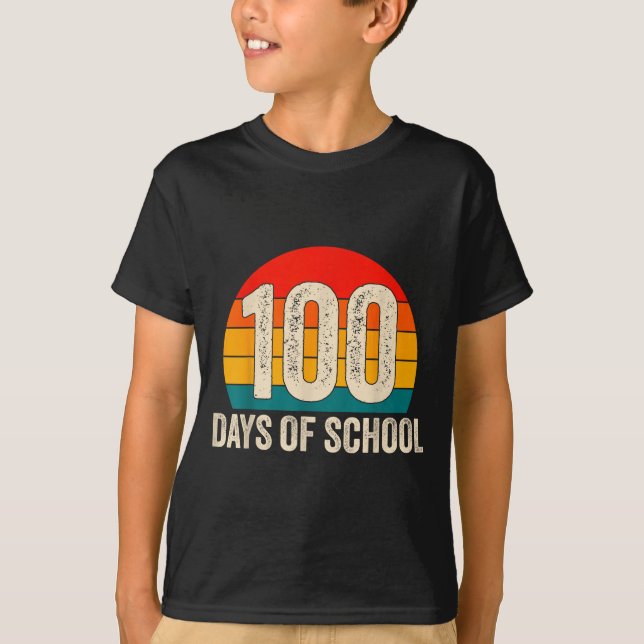 100 Days Of School Retro Teachers Boys 100th Day O T-Shirt (Front)