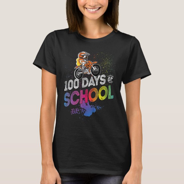100 Days Of School Rider Dirt Bike Backpack For Bo T-Shirt (Front)
