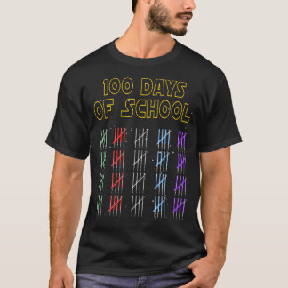 100 Days Of School Sabres And Star Print Space War T-Shirt