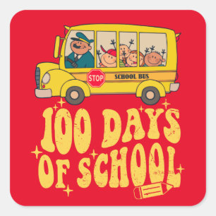 100 days of school- School bus Square Sticker