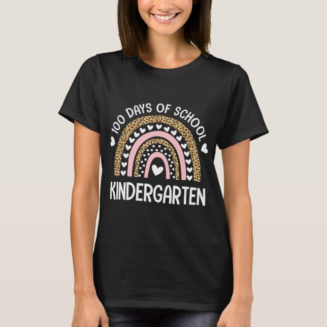 100 Days Of School Second Grade 100th Day Leopard  T-Shirt (Front)