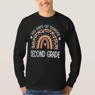 100 Days Of School Second Grade 100th Day Leopard  T-Shirt