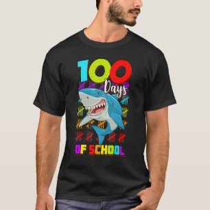 100 Days Of School Shark  Boys Girls 100 Days Smar T-Shirt