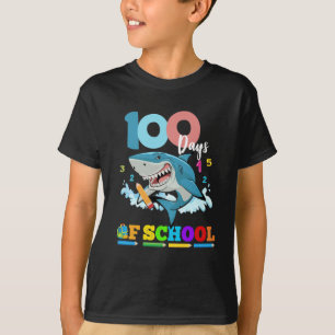100 Days Of School Shark Lover Boys Girls T-Shirt