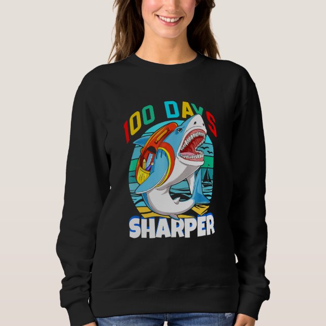 100 Days Of School  Shark Students Virtual School  Sweatshirt (Front)