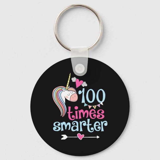 100 Days Of School Shirt 100 times smarter cute un Key Ring (Front)
