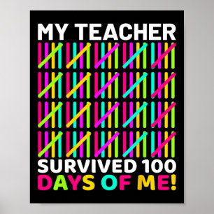 100 Days Of School Shirt Kids 100th Day School Cos Poster
