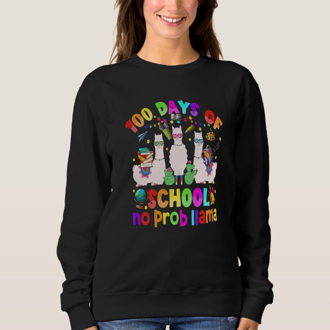 100 Days of School Shirt No Probllama Llama 100th  (Front)
